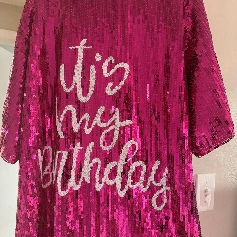 It's My Birthday Sequin T-Shirt Party Dress